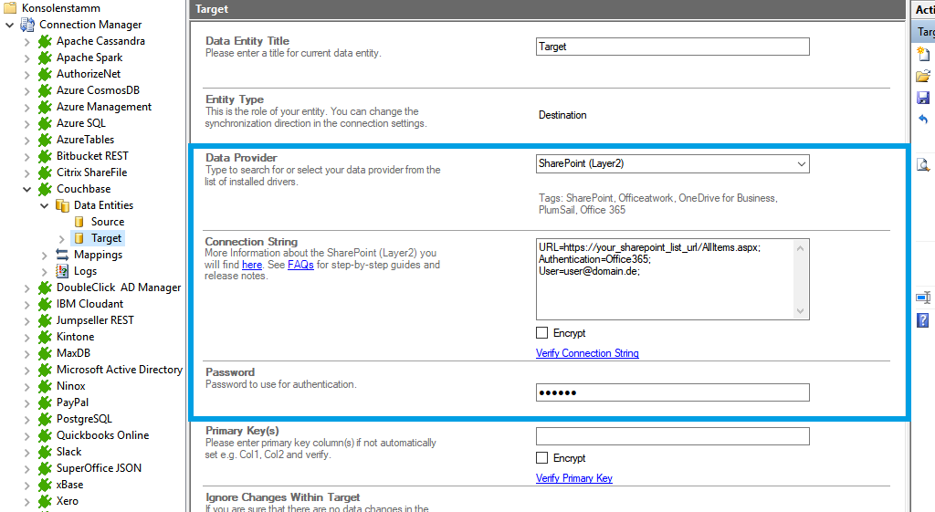 Step 3 Couchbase integration target setup
