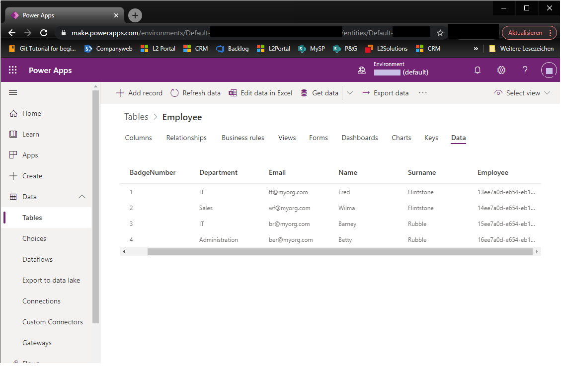 Microsoft Dataverse Source Table