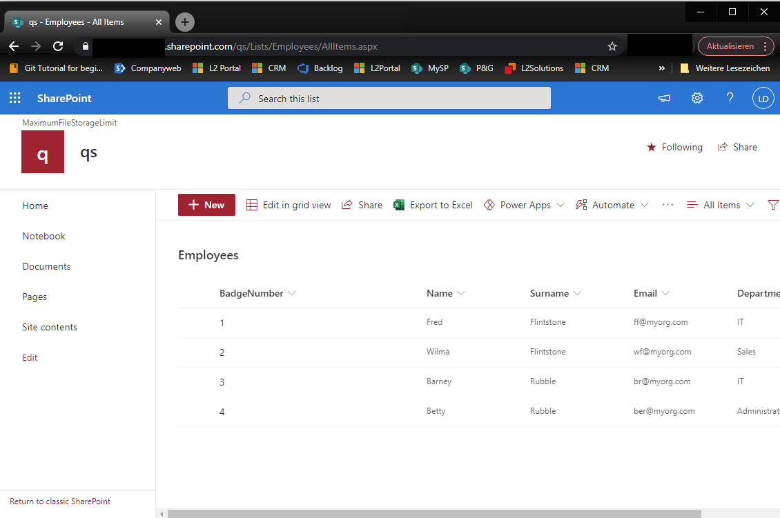 Microsoft Dataverse Destination List