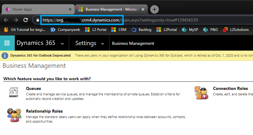 Microsoft Dataverse Dynamics Organization Url