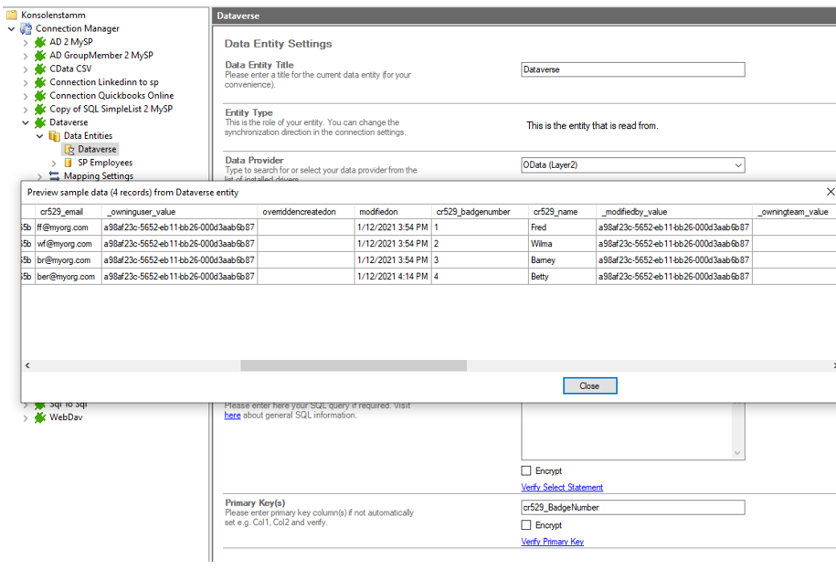 Dataverse Layer2 Cloud Connector Data Preview