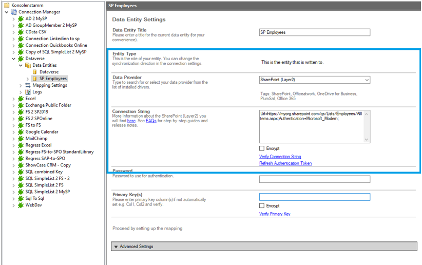 SharePoint Layer2 Cloud Connector Entity 2 Configuration