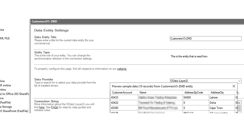 Preview data of Financial and Operations integration