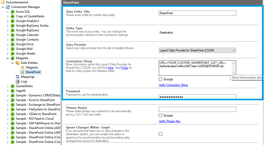 Step 3 Magento integration target setup
