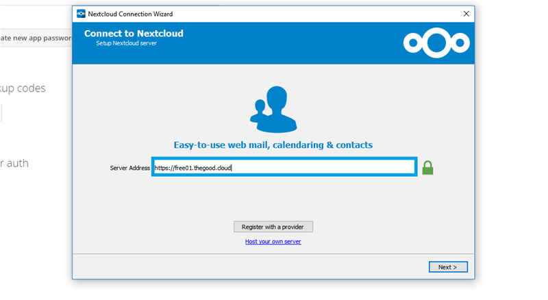 Nextcloud server address