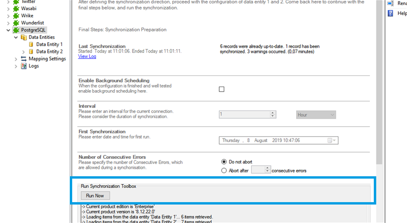 Step 5 PostgreSQL data integration start.png
