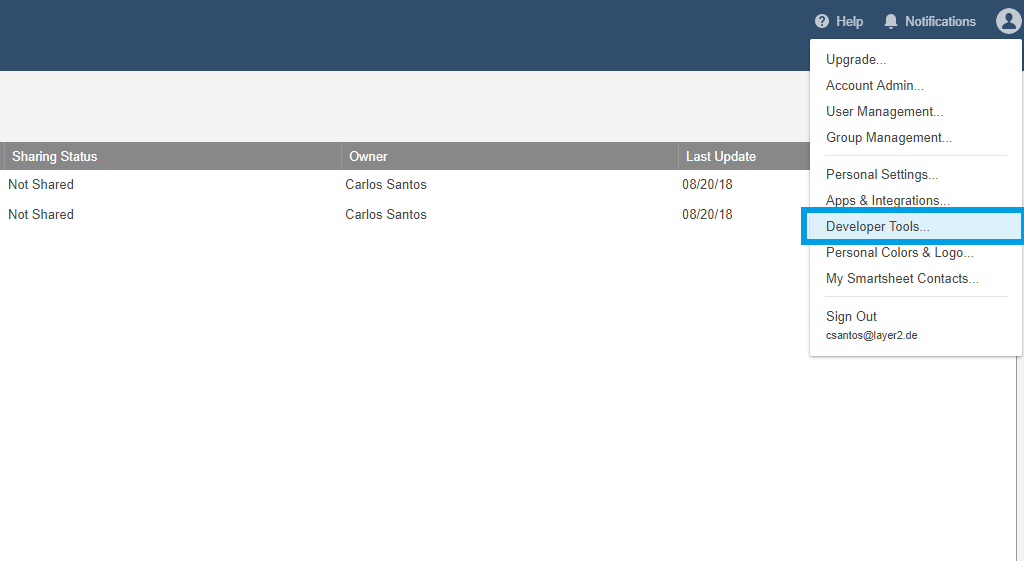 Smartsheet developer tools