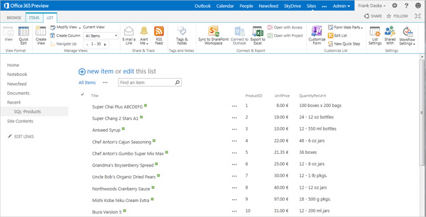 sql external data sharepoint 2013