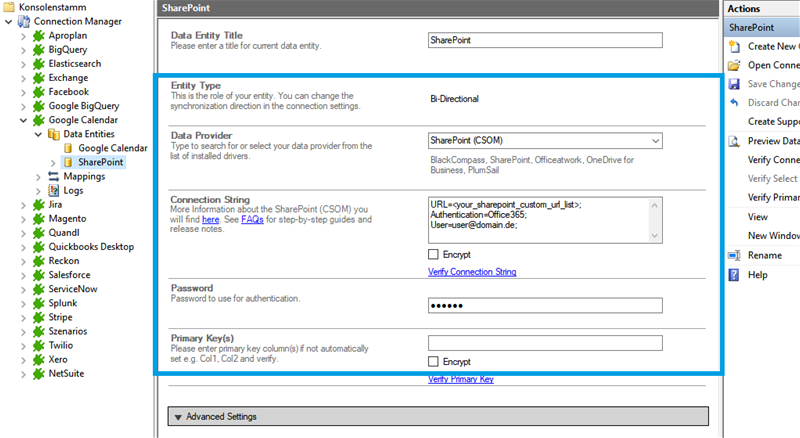 Target configuration in the Layer2 Cloud Connector for SuiteCRM integration