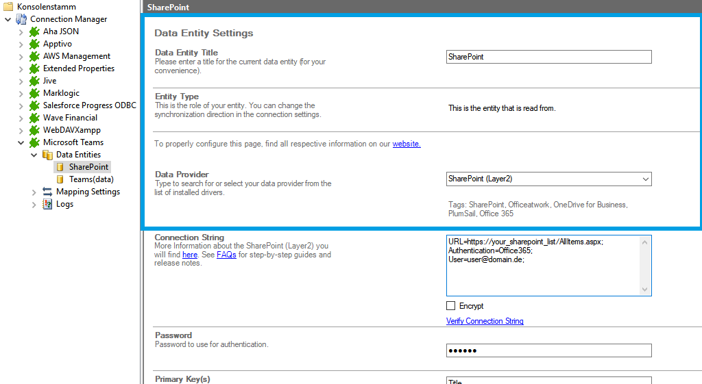 Step 2 Teams (data) integration source setup