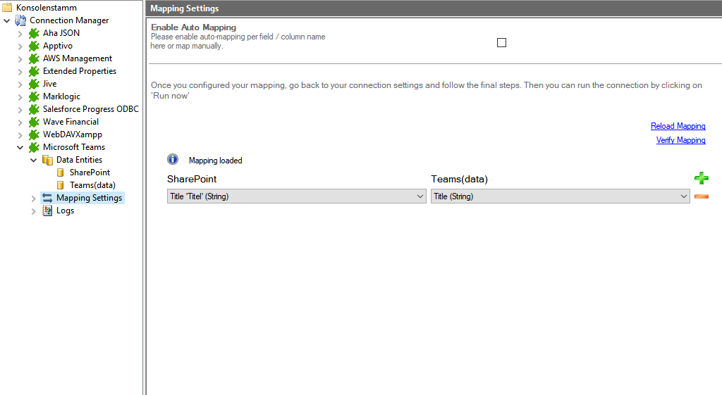 Step 4 Teams (data) integration mapping